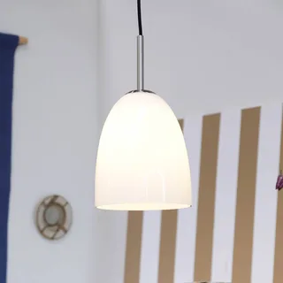 hanglamp Jazz, Ø 18 cm, opaal/staal, glas från Dyberg Larsen i Opaal, Geborsteld staal – produktbild 1 av 3