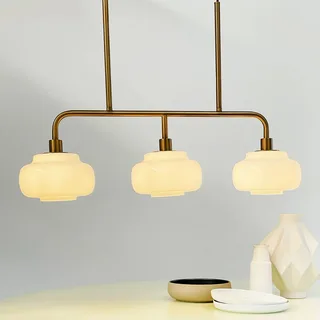 hanglamp Ossett, bronskleurig, lengte 80 cm fra Dyberg Larsen i Bronze, Opaal – produktbillede 1 af 2