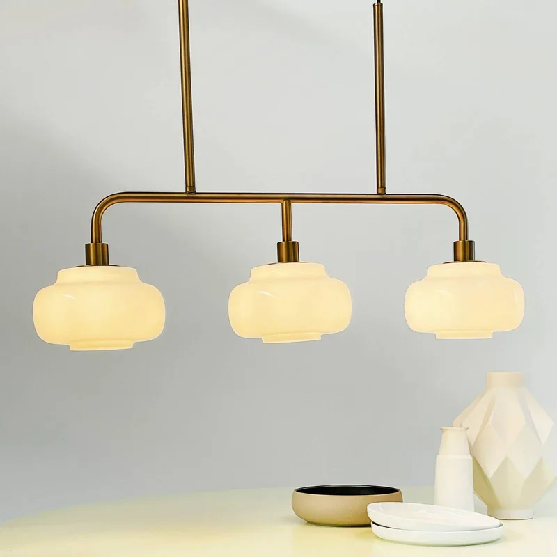 hanglamp Ossett, bronskleurig, lengte 80 cm fra Dyberg Larsen i Bronze, Opaal – produktbillede 1 af 2