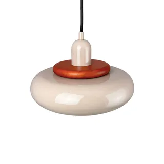 hanglamp Planet Mini, beige, Ø 27 cm, metaal fra Dyberg Larsen i Beige, Donker hout – produktbillede 3 af 3