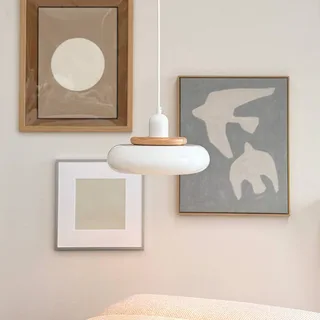 hanglamp Planet Mini, wit, Ø 27 cm, metaal fra Dyberg Larsen i Hvid, Licht hout – produktbillede 2 af 3