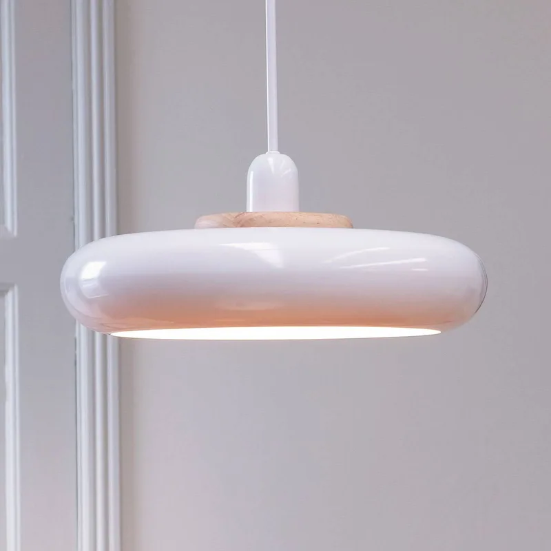 hanglamp Planet, wit, Ø 40 cm, metaal från Dyberg Larsen i Vit, Lichtbruin – produktbild 1 av 5