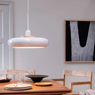 hanglamp Planet, wit, Ø 40 cm, metaal från Dyberg Larsen i Vit, Lichtbruin – produktbild 2 av 5