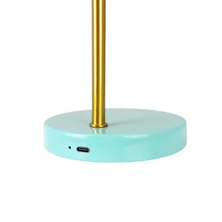 LED-batterijtafellamp Ocean Mini, curry/turkoois de Dyberg Larsen en Curry, Laiton, Turquoise – photo produit 3 sur 4