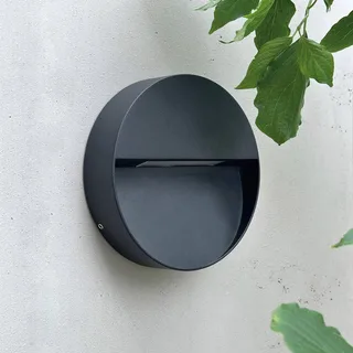 LED buiten wandlamp Pluto, Ø 15 cm de Dyberg Larsen en Noir – photo produit 1 sur 4