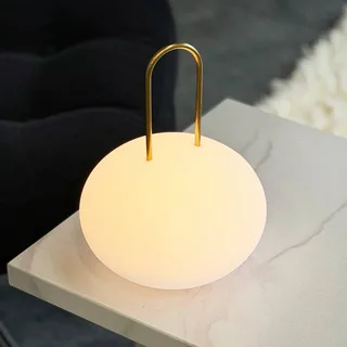 LED lantaarn Ellipse, wit/messing, IP44 von Dyberg Larsen in Weiß, Messing – Produktfoto 1 von 4