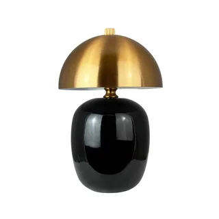 LED tafellamp Manhatten, zwart/messing de Dyberg Larsen en Noir, Laiton – photo produit 2 sur 5