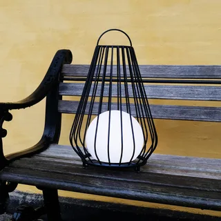 LED-bordlampe med batteri Evesham, højde 48 cm fra Dyberg Larsen i Sort, Hvid – produktbillede 2 af 5