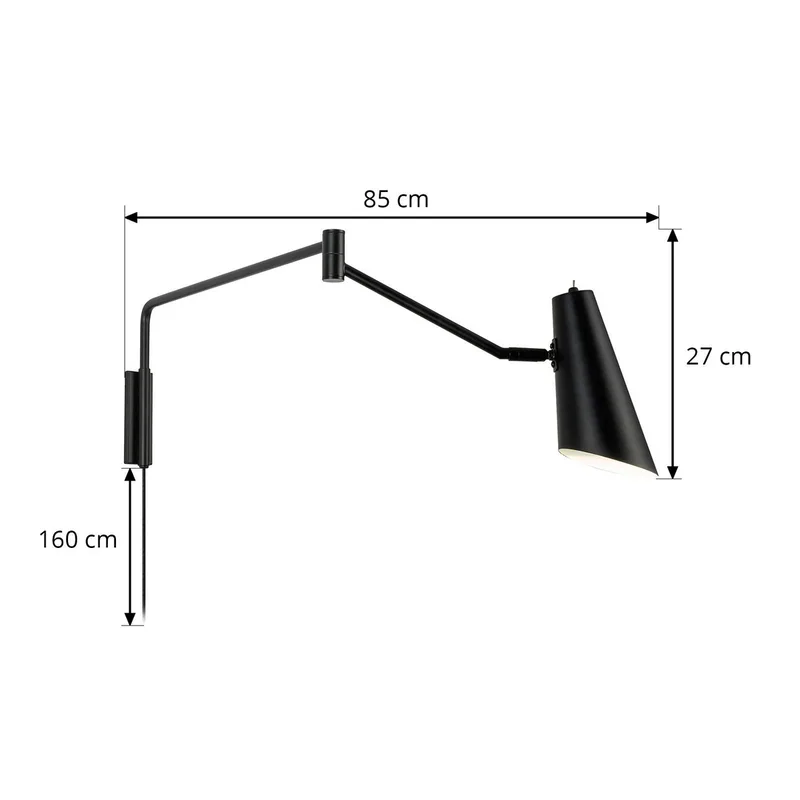 Noa vägglampa med led, svart från Dyberg Larsen i Zwart mat – produktbild