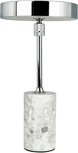 Lampe à poser LED Starlight rechargeable, chrome/gris de Dyberg Larsen en Chrome, Grey marble – photo produit 1 sur 2