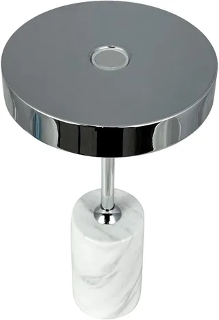 Lampe à poser LED Starlight rechargeable, chrome/blanc de Dyberg Larsen en Chrome, White marble – photo produit 1 sur 2