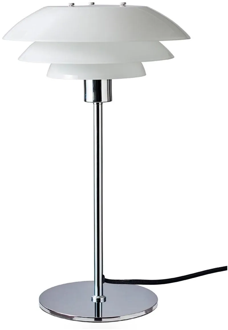 DL31 bordslampa glasskärm krom von Dyberg Larsen in Opal, Chrom – Produktfoto
