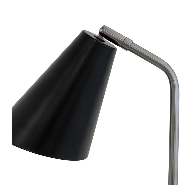 tafellamp Oswald, zwart/staal, hoogte 40 cm från Dyberg Larsen i Svart, Geborsteld staal – produktbild 3 av 3