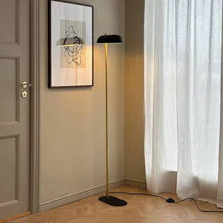 vloerlamp Arch, zwart/messing, 143 cm fra Dyberg Larsen i Sort, Messing – produktbillede 1 af 5