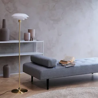 vloerlamp DL31, messingkleurig, hoogte 133 cm från Dyberg Larsen i Messingkleurig, Opaal – produktbild 3 av 5