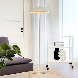 vloerlamp Globus, hoogte 150 cm, beige/messing fra Dyberg Larsen i Beige, Messing – produktbillede 1 af 5