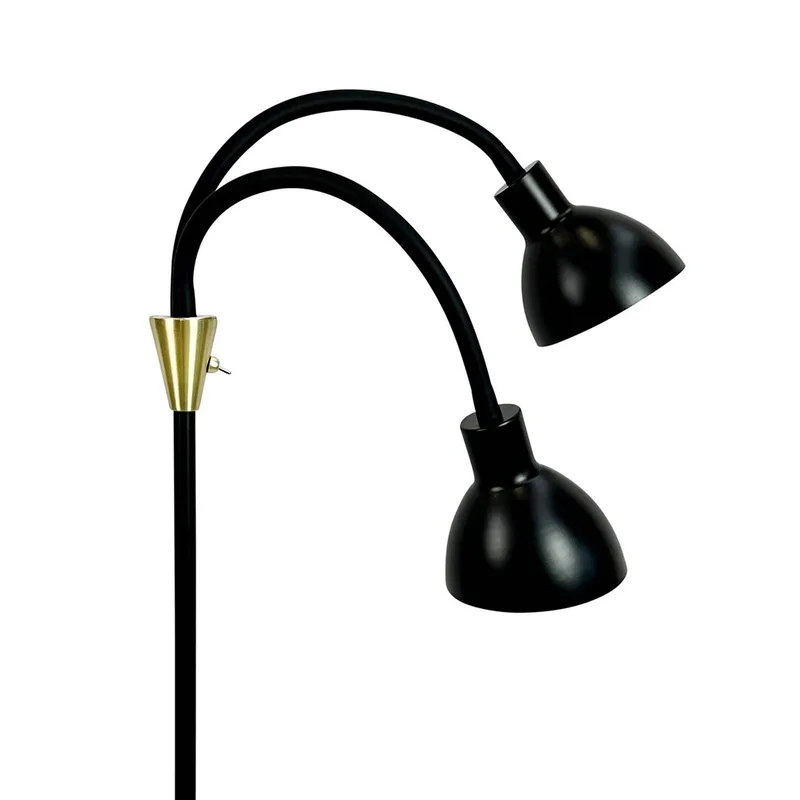 vloerlamp Lilje, zwart, hoogte 135 cm, 2-lamps. från Dyberg Larsen i Svart, Mässing – produktbild 2 av 4