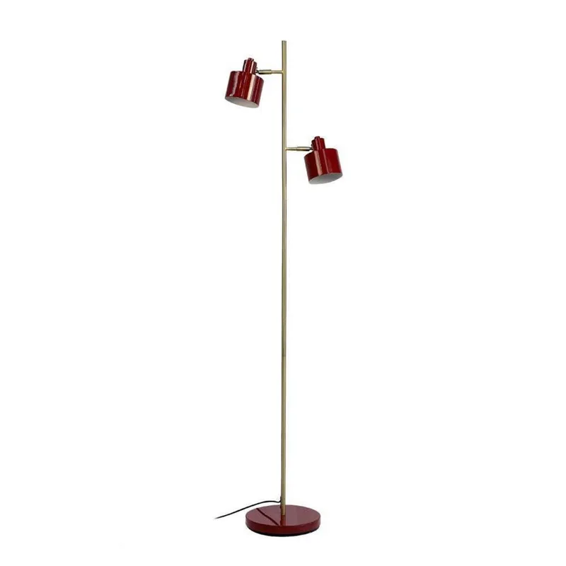 vloerlamp Ocean, donkerrood, 160 cm, 2-lamps fra Dyberg Larsen i Donkerrood, Messing – produktbillede 1 af 5
