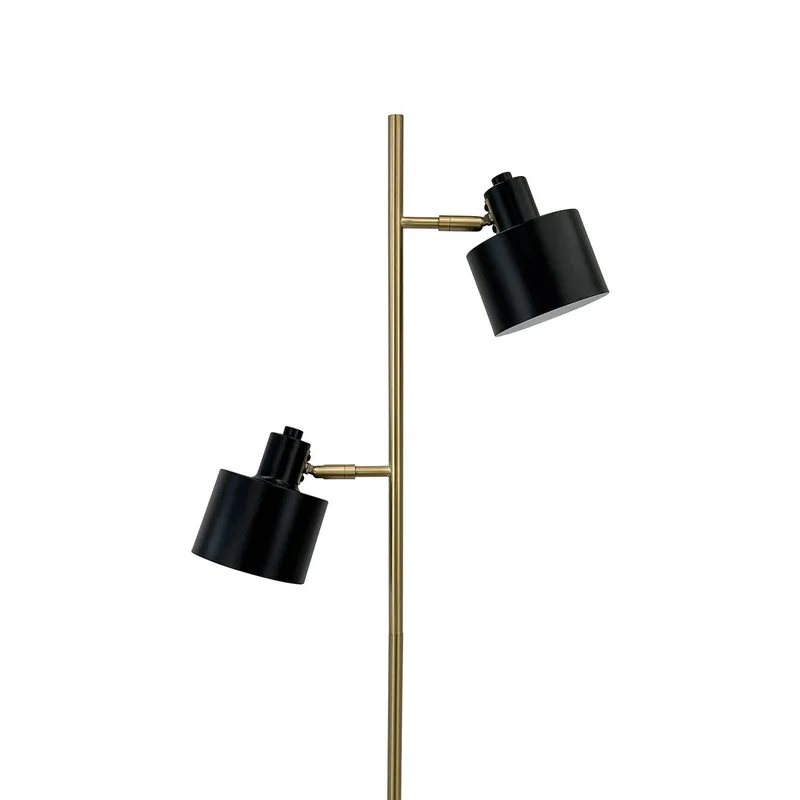 vloerlamp Ocean, zwart/messing, 2-lamps van Dyberg Larsen in Zwart, Messing – productfoto 3 van 4