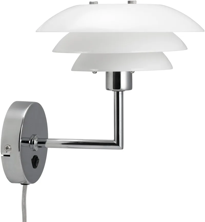 DL20 vägglampa glasskärm, krom från Dyberg Larsen i Vit – produktbild 1 av 5