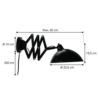 Wandlamp Futura 60 X 19,5 Cm E14 Staal van Dyberg Larsen in Zwart – productfoto 5 van 5