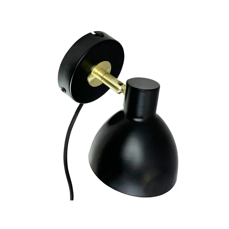 wandlamp Lilje, zwart, Ø 16 cm, metaal från Dyberg Larsen i Svart, Mässing – produktbild 2 av 3