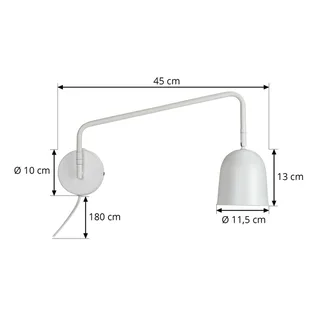 wandlamp Manchester, uitsteek 45 cm de Dyberg Larsen en Blanc – photo produit 3 sur 3