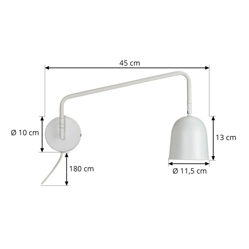 wandlamp Manchester, uitsteek 45 cm de Dyberg Larsen en Blanc – photo produit 3 sur 3