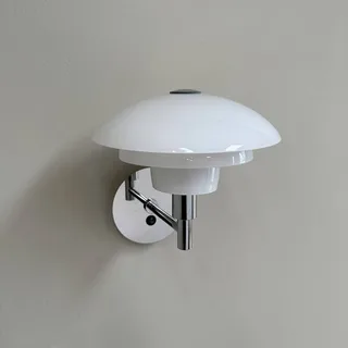 wandlamp Morph, opaal/chroom, breedte 21 cm från Dyberg Larsen i Opaal, Krom – produktbild 2 av 4