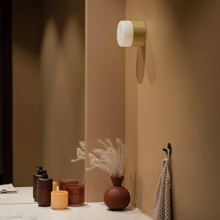 badkamer wandlamp Hubble 12 messing, Ø 12 cm de Globen Lighting en Laiton, Blanc – photo produit 2 sur 2
