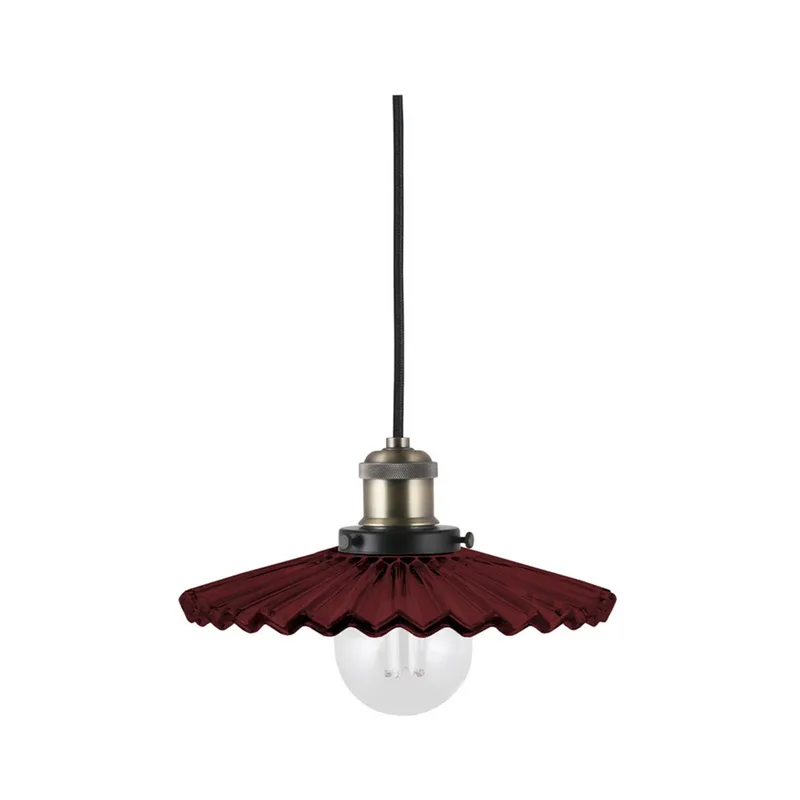 Suspension Cobbler Ø25cm Bourgogne de Globen Lighting en Donkerrood, Antiek messing – photo produit 1 sur 5