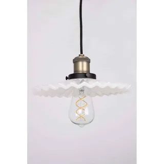 Suspension COBBLER, blanche, Ø 25 cm de Globen Lighting en Blanc, Antiek messing – photo produit 2 sur 5