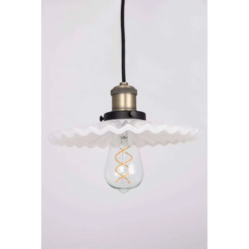 Suspension COBBLER, blanche, Ø 25 cm de Globen Lighting en Blanc, Antiek messing – photo produit 2 sur 5