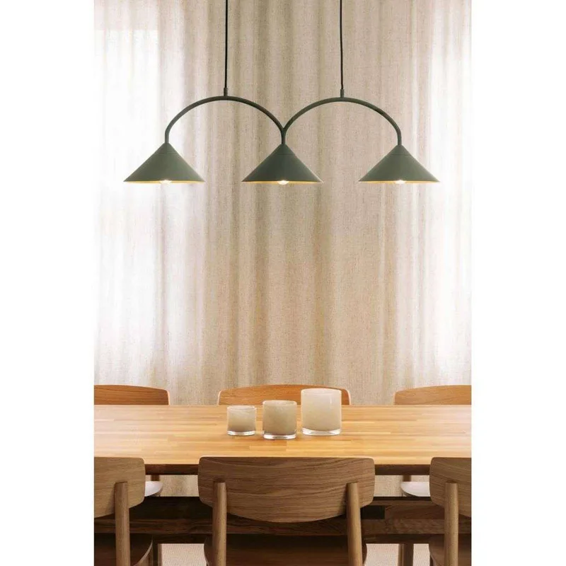 CURVE 3 pendant lamp, 3 lamps, 95 cm by Globen Lighting in Green – product photo 2 of 2