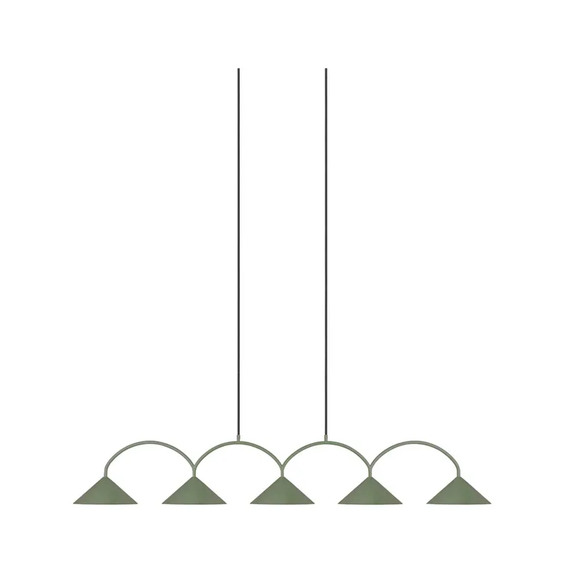 Pendelleuchte CURVE 5, 5-flammig, 165 cm von Globen Lighting in Grün – Produktfoto 1 von 5