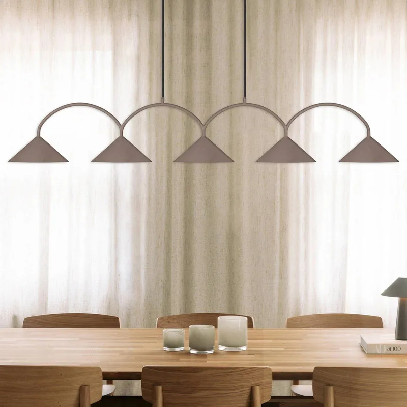 hanglamp CURVE, lengte 165 cm, 5-lamps. van Globen Lighting in Bruin – productfoto 1 van 2
