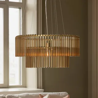 hanglamp HOOK 60, glas, cognac by Globen Lighting in Cognac, Geborsteld messing – product photo 1 of 3