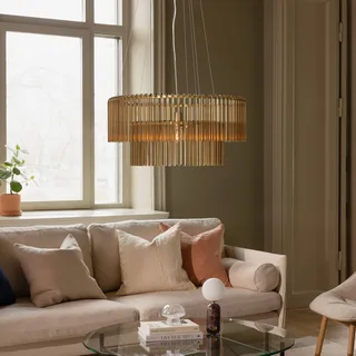 hanglamp HOOK 60, glas, cognac by Globen Lighting in Cognac, Geborsteld messing – product photo 2 of 3