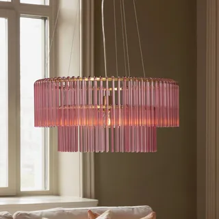 hanglamp HOOK 60, glas, roze by Globen Lighting in Pink, Geborsteld messing – product photo 1 of 3