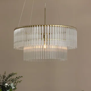 hanglamp HOOK 60, glas, transparant by Globen Lighting in Helder, Geborsteld messing – product photo 2 of 3