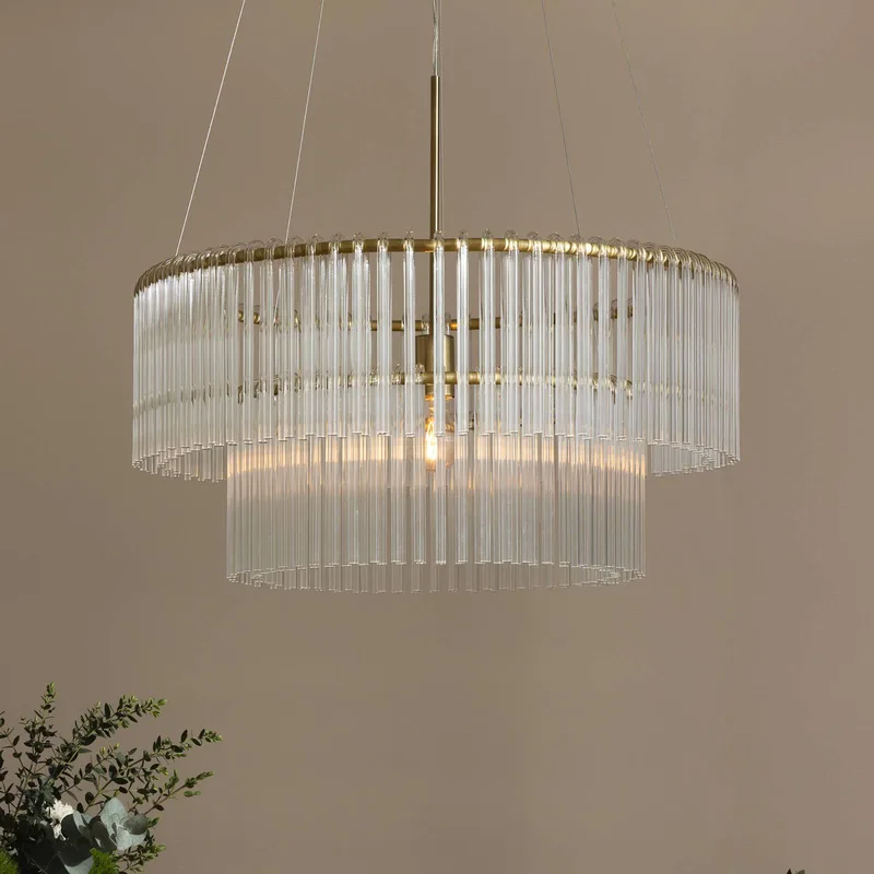 hanglamp HOOK 60, glas, transparant by Globen Lighting in Helder, Geborsteld messing – product photo 2 of 3