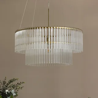 hanglamp HOOK 60, glas, transparant by Globen Lighting in Helder, Geborsteld messing – product photo 1 of 3