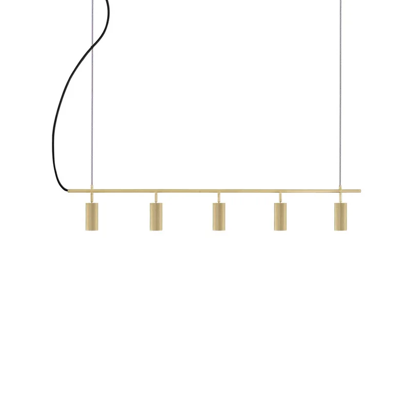 hanglamp Hubble 5 messing lengte 130 cm 3-lamps fra Globen Lighting i Messing, Sort – produktbillede