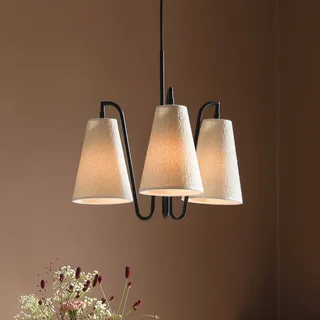 hänglampa Lou 3, vit bouclé/svart tyg von Globen Lighting in Weiß, Schwarz – Produktfoto 1 von 5