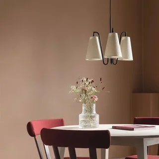 hänglampa Lou 3, vit bouclé/svart tyg von Globen Lighting in Weiß, Schwarz – Produktfoto 3 von 5