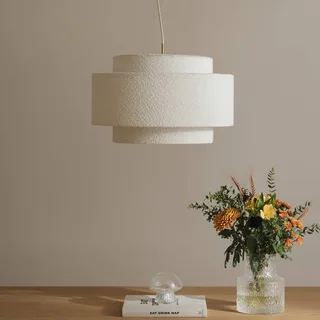 Suspension Noah Bouclé Ø 50 cm blanc textile de Globen Lighting en Blanc, Opaal – photo produit 1 sur 2