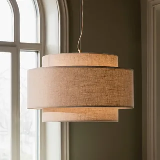 hanglamp Noah Bouclé, Ø 70 cm från Globen Lighting i Beige – produktbild 1 av 3