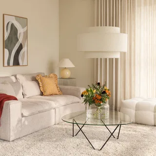 hanglamp Noah Bouclé, Ø 70 cm, wit från Globen Lighting i Vit, Opaal – produktbild 1 av 3