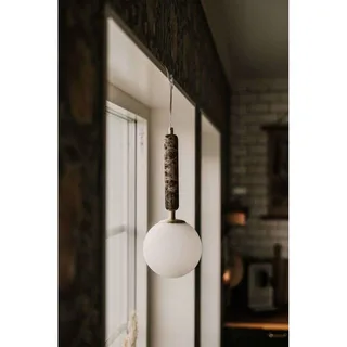 hanglamp Torrano, bruin, Ø 15 cm från Globen Lighting i Bruin gemarmerd, Vit, Geborsteld messing – produktbild 2 av 2