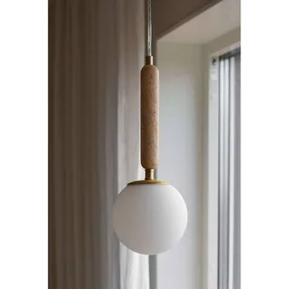hanglamp Torrano Ø 15 cm travertijn van Globen Lighting in Beige, Wit, Geborsteld messing – productfoto 2 van 2